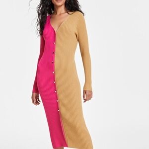 INC International Concepts Two-Tone Pink and Tan Dress